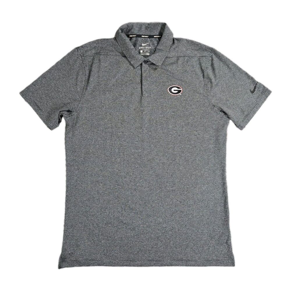 Mens Nike DriFIT Georgia Bulldogs Polo Shirt Medium Striped Medium  Gray Black